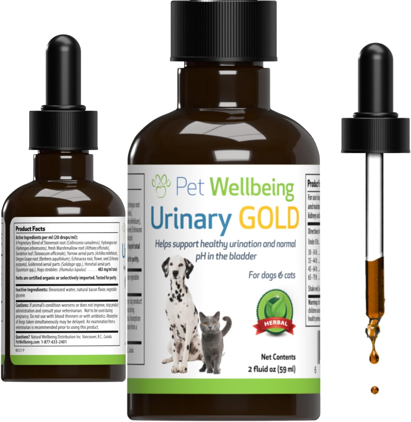 Pet Wellbeing Urinary Gold For Dogs - Supports Urinary Tract Health, Normal Urinary Ph - Veterinarian-Formulated Herbal Supplement 2 Oz (59 Ml)