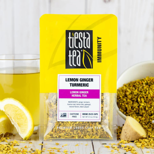 Tiesta Tea - Lemon Ginger Turmeric | Lemon Ginger Herbal Tea | Premium Loose Leaf Tea Blend | Non Caffeinated Herbal Tea | Make Hot Or Iced Tea & Brews Up To 25 Cups - 2.5 Ounce Resealable Pouch