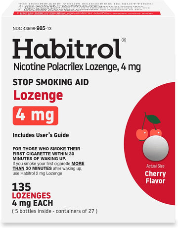 Habitrol Nicotine Lozenges 4 Mg Cherry Flavor – 135 Count – Stop Smoking Aid – Reduce Cravings And Withdrawal Symptoms