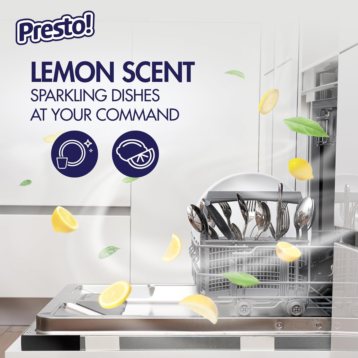 Amazon Brand - Presto! Triple Action Dishwasher Pacs, Lemon Scent, 90 Count : Health & Household