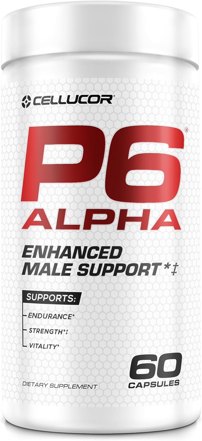 Cellucor P6 Alpha - Enhanced Support for Men | Supports Lean Muscle & Strength | Natural Support Supplement with TESTFACTOR, DIM & Fenugreek - 60 Veggie Capsules