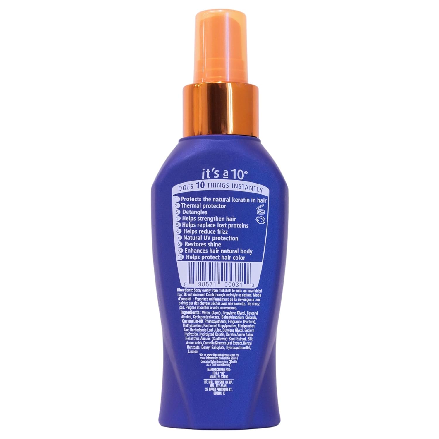 It's a 10 Haircare Miracle Leave-In Plus Keratin, 4 Fl. Oz (Pack of 1) : Standard Hair Conditioners : Beauty & Personal Care