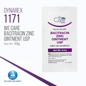 Dynarex Bacitracin Zinc Ointment Usp - Burn Cream And Antibiotic Ointment For Minor Cuts, Diaper Rashes, Wound Care And First Aid, 0.9G Packets - 1 Box Of 144 Packets