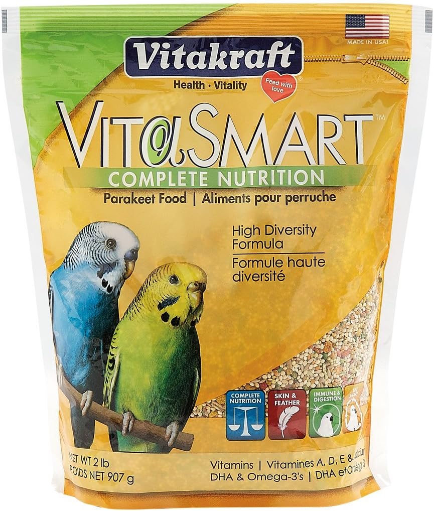 Vitakraft Vita Smart Gourmet Parakeet Food - Vitamin-Fortified - Daily Pet Bird Food 2 Pound (Pack Of 1)