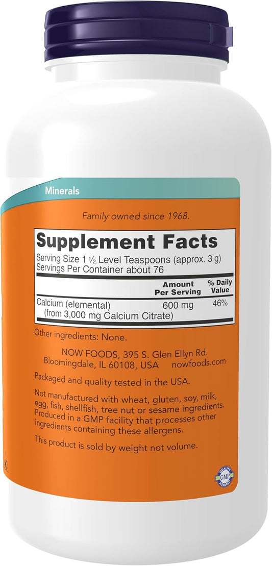 Now Foods Supplements, Calcium Citrate Powder, Highly Bioavailable Calcium, Supports Bone Health*, 8-Ounce