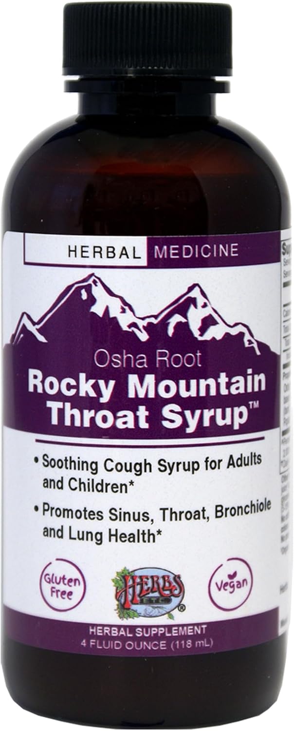 Herbs Etc. Rocky Mountain Throat Syrup - Supports Throat Wellness - Soothing Lung Health Support - Supports Sinus, Throat, Bronchiole & Lung Health - Gluten-Free & Vegan - 8 Fl Oz