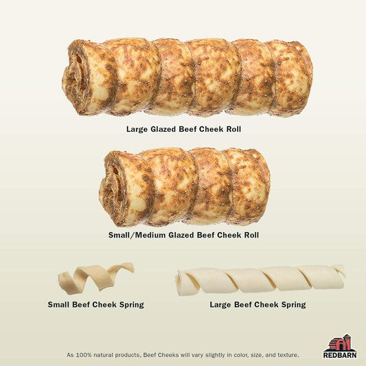 Redbarn All-Natural Large Beef Cheek Rolls For Dogs, Chicken & Carrot Glazed - Single Ingredient Grain-Free Chew Treat Naturally Rich In Collagen - 4 Pack - Packaging May Vary