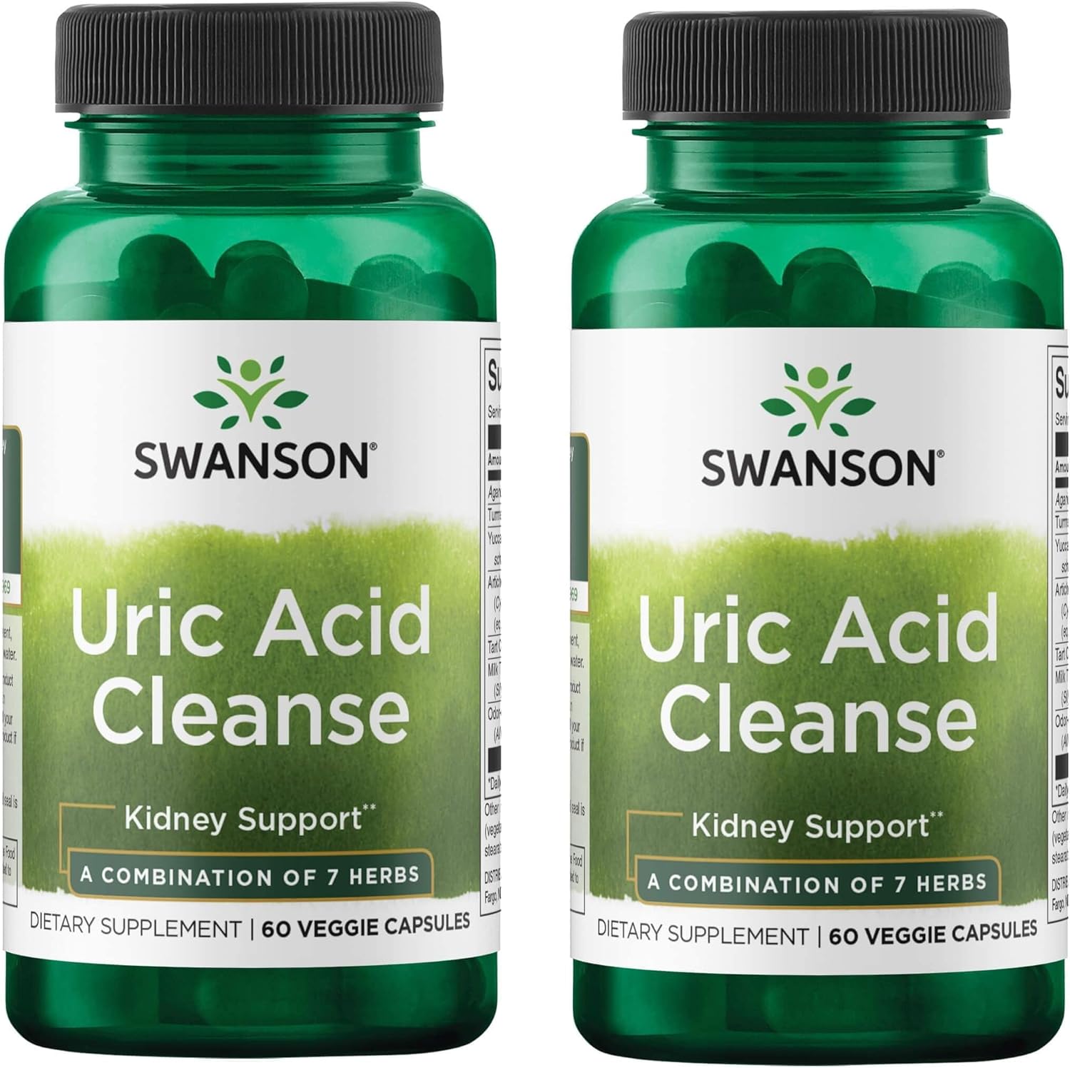 Swanson Uric Acid Cleanse - Natural Supplement Promoting Kidney Support - Features A Powerful Combination Of 7 Herbs - (60 Veggie Capsules) 2 Pack