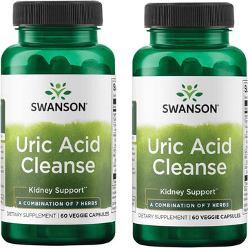 Swanson Uric Acid Cleanse - Natural Supplement Promoting Kidney Support - Features A Powerful Combination Of 7 Herbs - (60 Veggie Capsules) 2 Pack