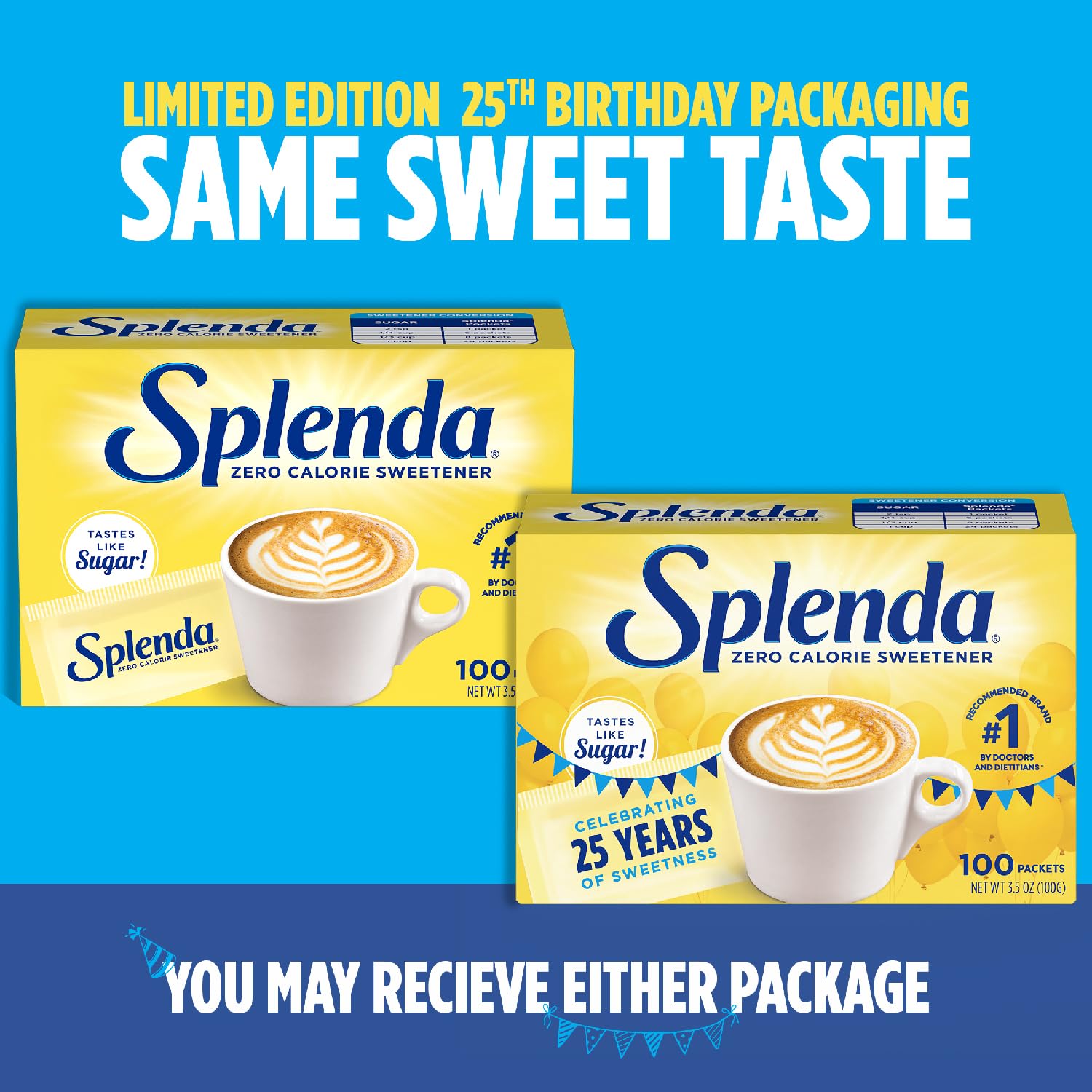 Splenda Zero Calorie Sweetener, 100 Count Packets