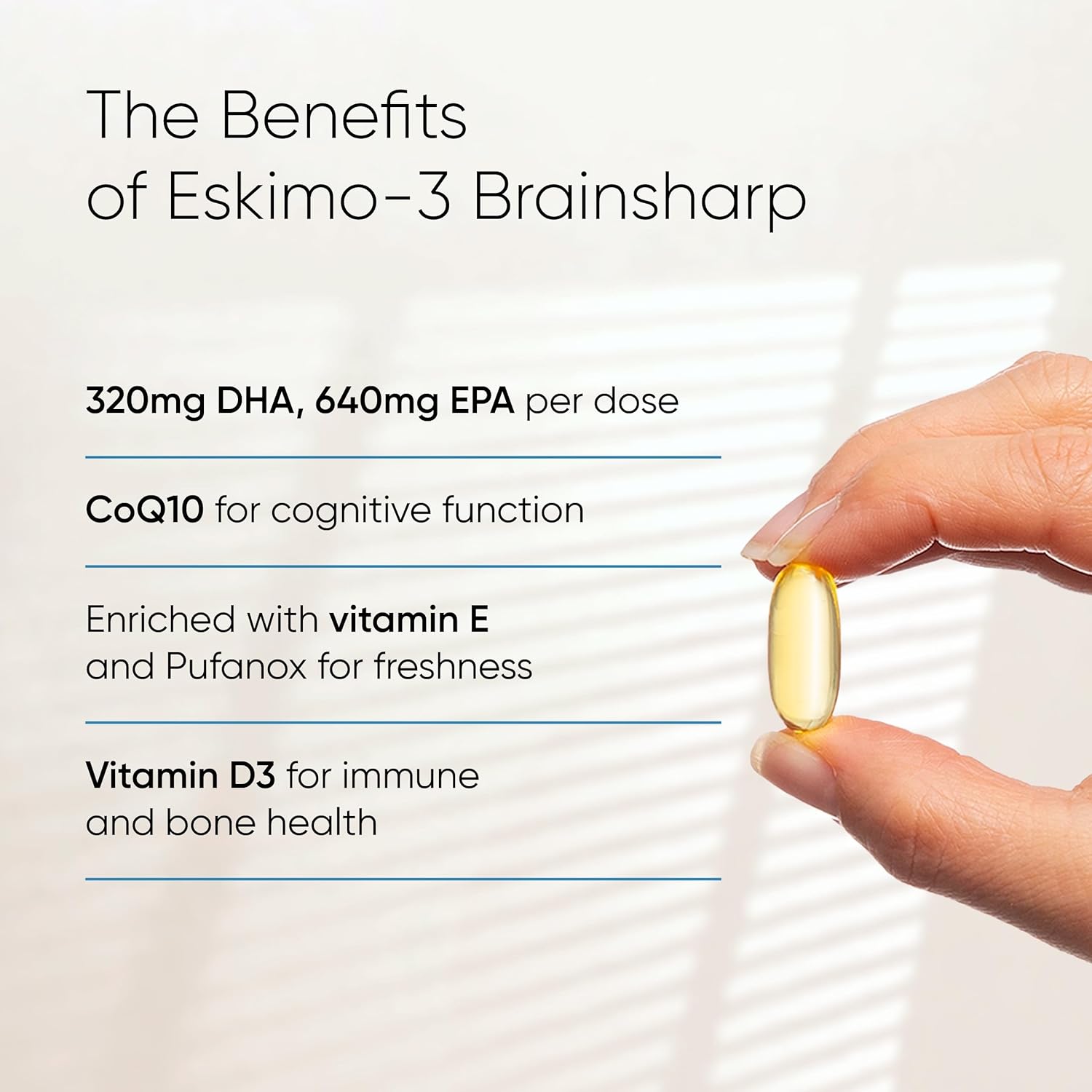 Eskimo-3 Brainsharp Fish Oil by Metagenics - Omega-3, 6 & 9 + CoQ10 for Memory & Concentration - 960mg EPA & DHA - Lemon, 120 Capsules : Amazon.co.uk: Health & Personal Care