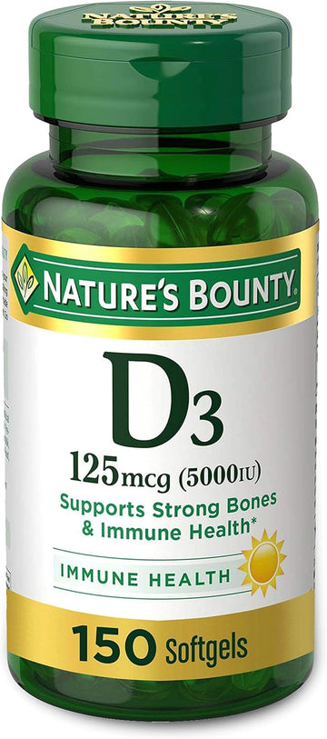 Nature'S Bounty Vitamin D3, Immune And Bone Support, 5000Iu, Rapid Release Softgels, 150 Ct