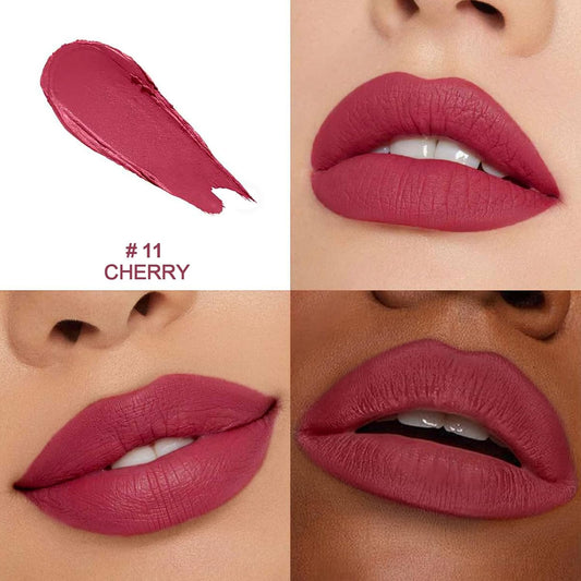 O'Chain Red Matte Lipstick, Long Lasting Full Coverage Non-Transfer Lipstick For Women Infused With Jojoba Oil And Vitamin E, Cruelty-Free & Vegan (11 Cherry) 0.12 Oz