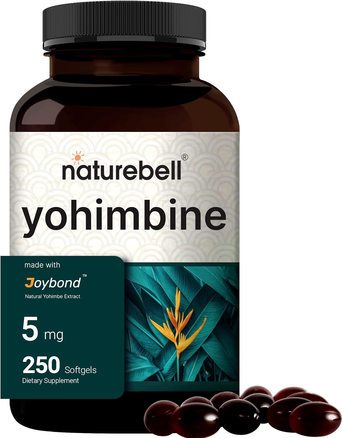 NatureBell Yohimbine HCL 5mg, 250 Softgels, Joybond* - Ultra Strength Yohimbine Bark Extract Supplement, Third Party Tested, Boosts Energy Production