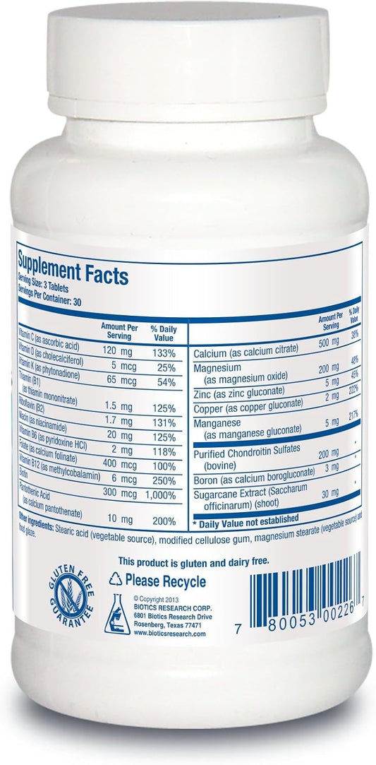 Biotics Research Osteo B Plus Optimal Bone Health Support With Vitamin K, Mg, Ca, Healthy Aging, Purified Chondroitin Sulfates 90 Tablets