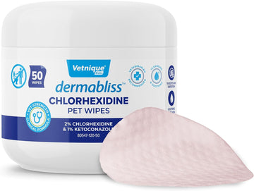 Vetnique Dermabliss Chlorhexidine For Dogs Skin Health Antibacterial Wipes For Dogs For Skin Infections, Irritation & Redness Relief (Skin Wipes, 50Ct)