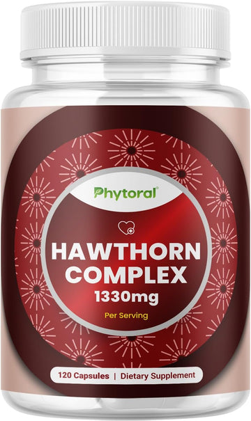 Phytoral Extra Strength Hawthorn Berry Capsules - Supplement For Heart Health Men And Women Potent 4:1 Extract Vitamins Non-Gmo Herbal 120