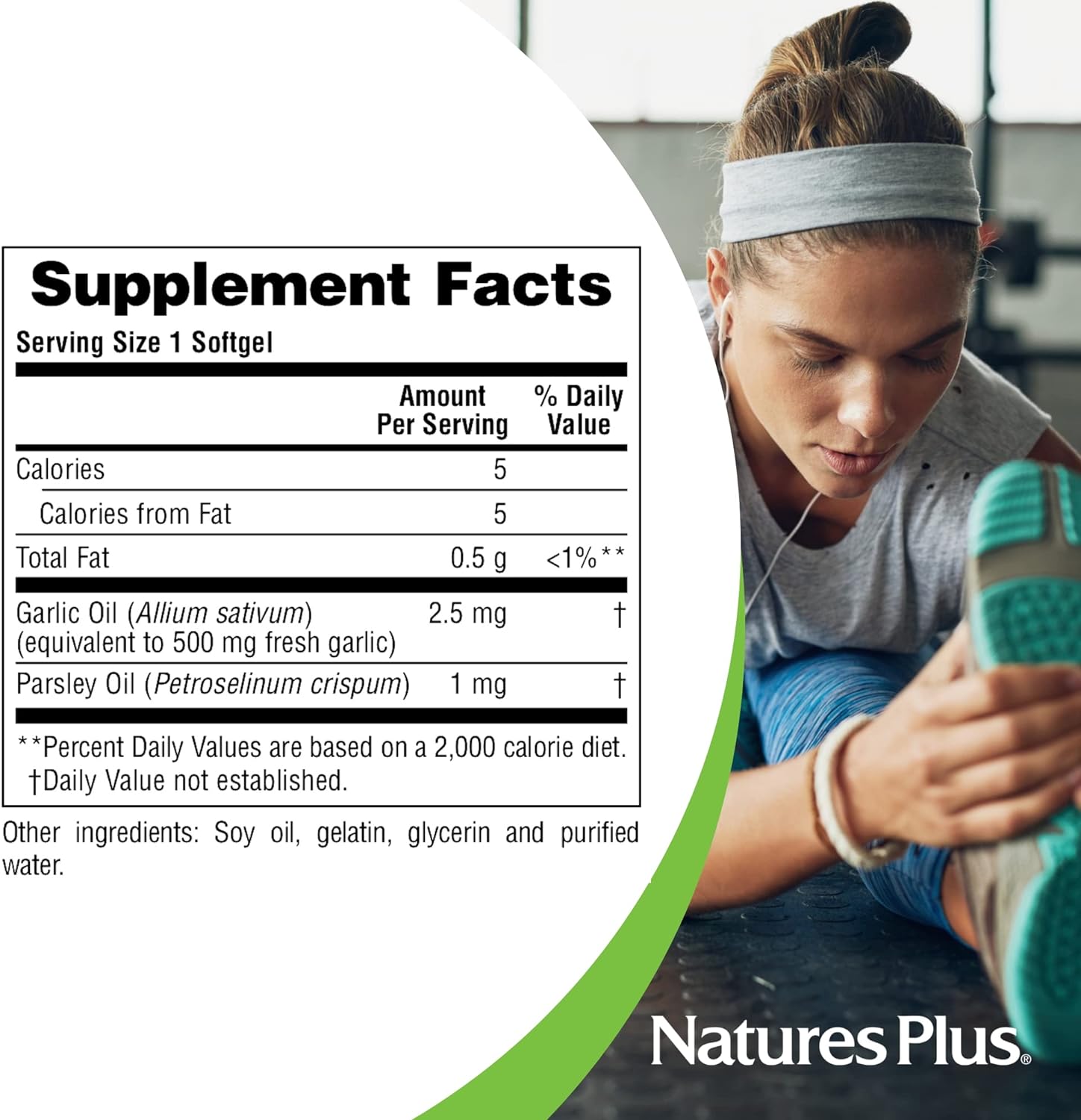 NaturesPlus Garlic & Parsley - Naturally Promotes Healthy Cholesterol & Blood Pressure Levels - 180 Softgels (180 Servings)