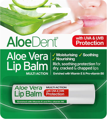 Aloe Dent Aloe Vera Lip Balm, Natural, Vegetarian, Cruelty Free, Paraben And Sls Free, Moisturising, Uva And Uvb Protection, 4 G (Pack Of 2)