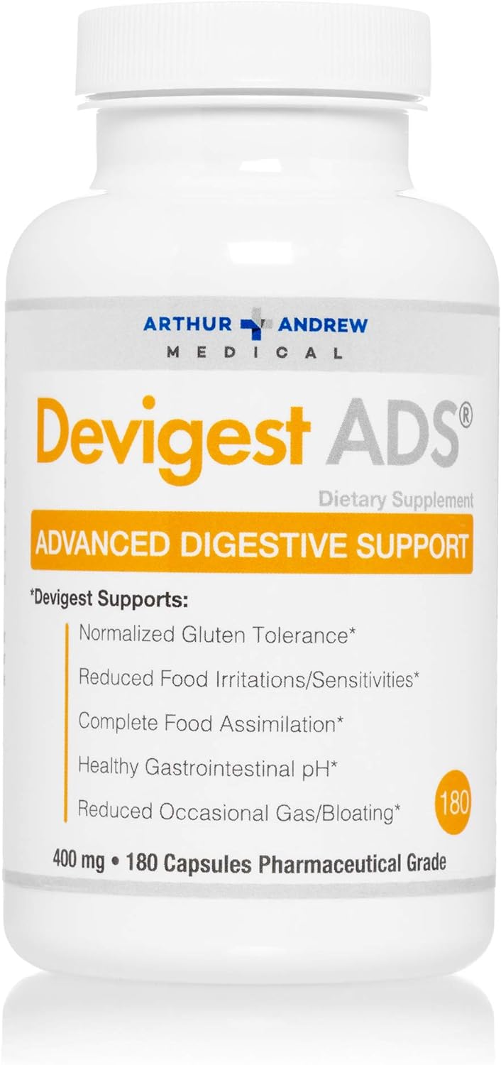 Arthur Andrew Medical - Devigest ADS, Advanced Digestive Support, Relief for Lactose Intolerance and Casein Sensitivities, Vegan, Non-GMO, 180 Capsules : Health & Household