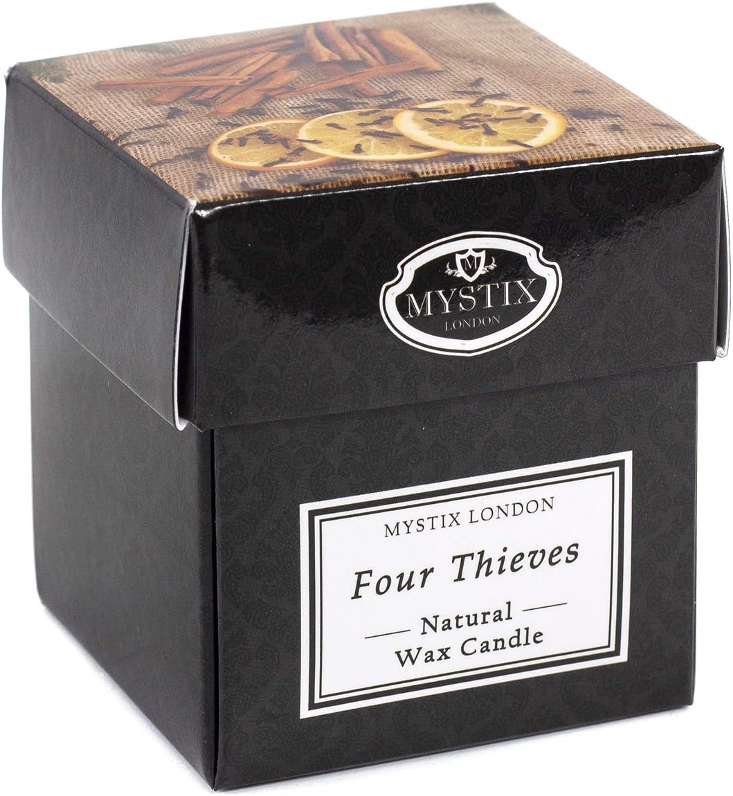 Mystix London | Four Thieves - Scented Candle Small 8Cl | Best Aroma For Home, Kitchen, Living Room And Bathroom | Perfect As A Gift | Reusable Glass Jar