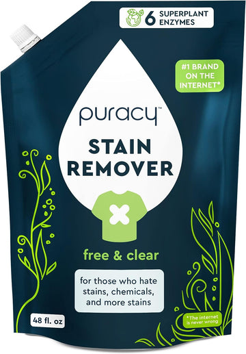 Puracy Laundry Stain Remover Refill - Perfect Laundry, Pure Ingredients - with 6 SuperPlant Enzymes for Easy Removal of Fresh and Set-In Clothing Stains, 98.95% from Mother Nature, 48 Oz