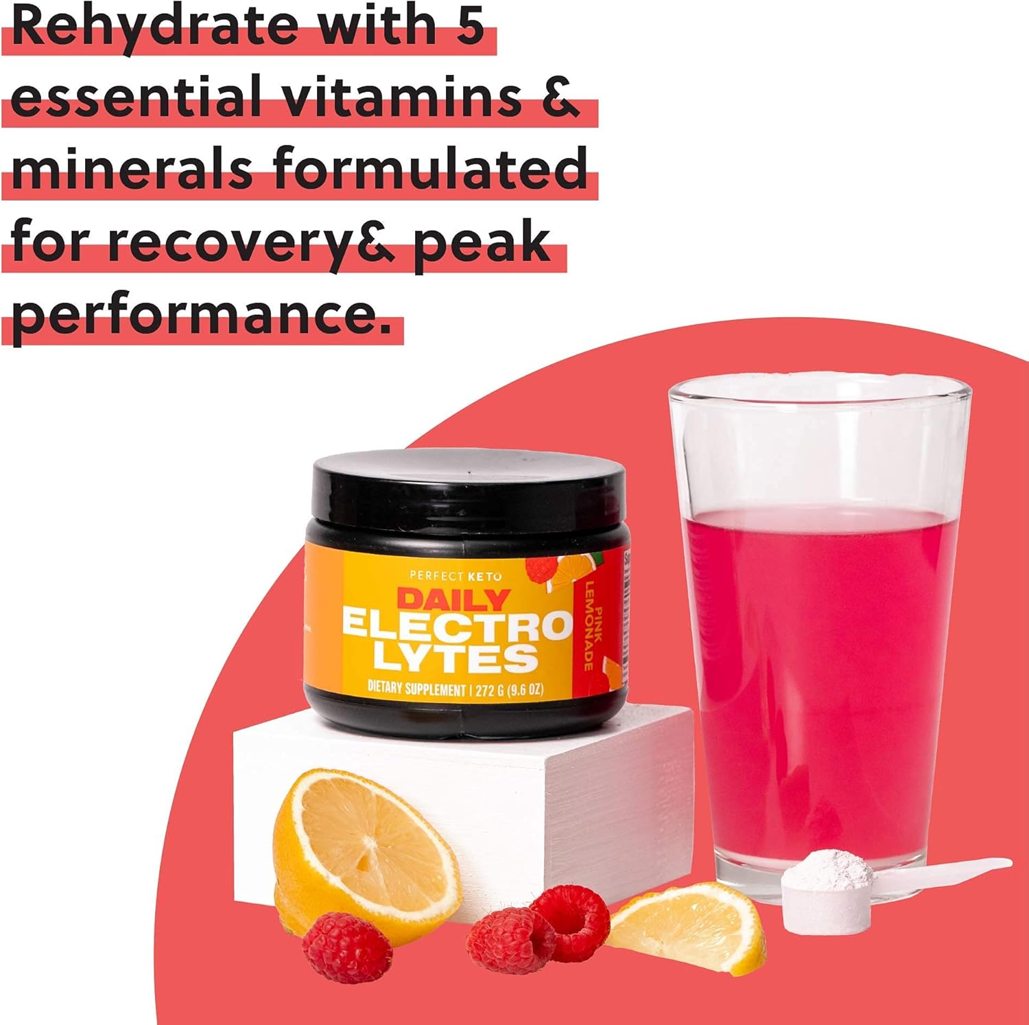 Perfect Keto Electrolytes Hydration Powder | Supports Hydration, Recovery & Healthy Immune System | Sugar Free, Low Carbs, Calories Or Fillers | Keto-Friendly & Non-Gmo (Black Cherry) : Health & Household
