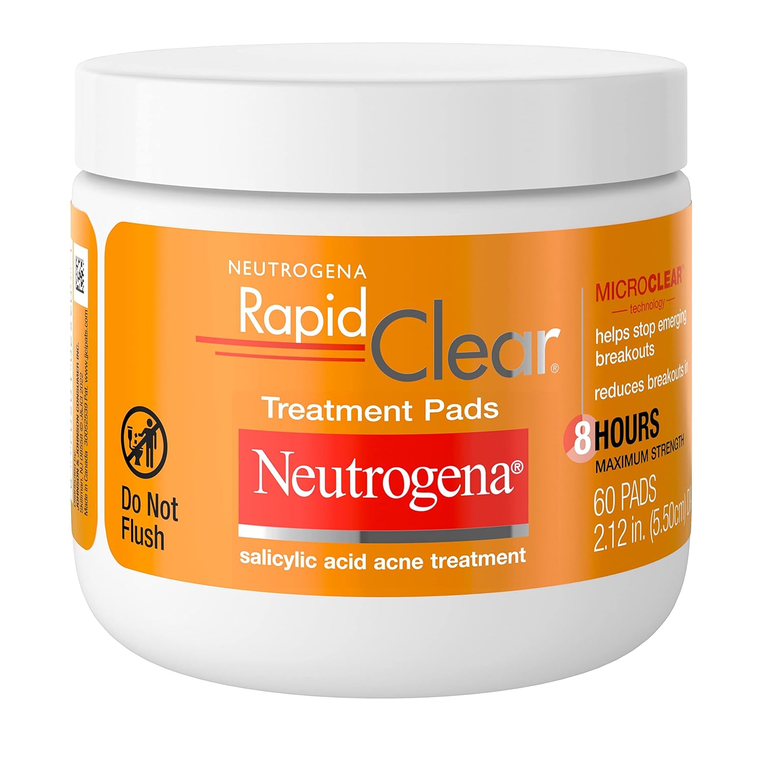 Neutrogena Rapid Clear Maximum Strength Acne Face Pads, For Acne Prone Skin, Salicylic Acid Treatment To Help Fight Breakouts, Oil-Free Facial Cleansing Pads With 2% Salicylic Acid Treatment, 60 Count