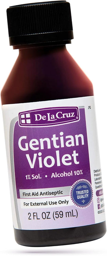 De La Cruz Gentian Violet - Violeta De Genciana - Tincture Of Violet 1% First Aid Antiseptic, 2 Fl Oz (3 Bottles)