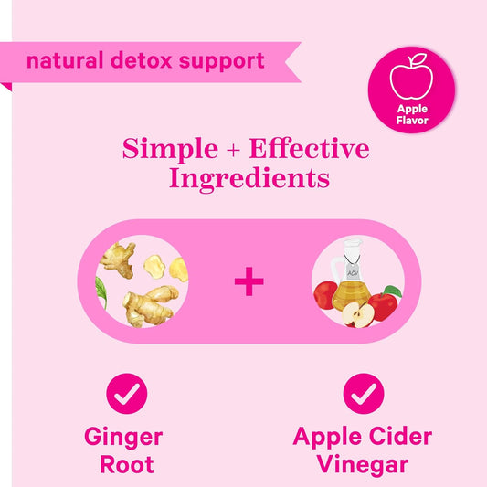 Pink Stork Detox Gummies, Acv Gummies With Ginger To Support Detox And Debloat, Metabolism, Gut Health And Digestion, Chewable Apple Cider Vinegar Gummies