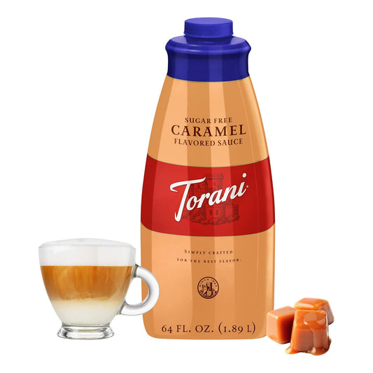 Torani Sugar Free Sauce, Caramel, 64 Ounces