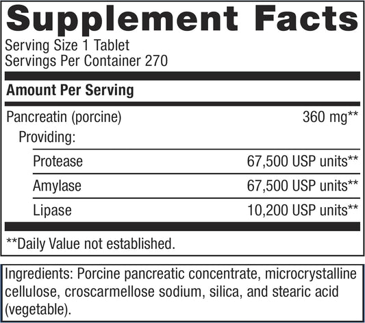 Metagenics Spectrazyme Pan 9X - Bioactive Pancreatic Enzymes For Digestive Support* - 270 Tablets