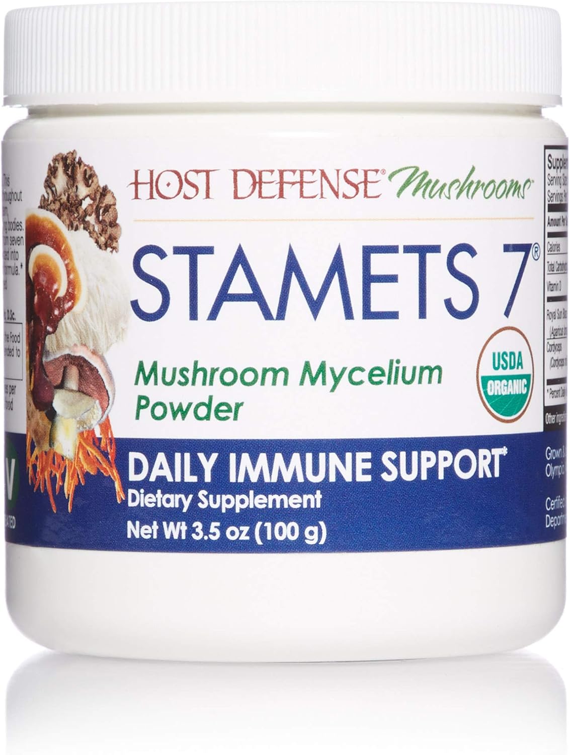 Host Defense, Stamets 7 Mushroom Powder, Daily Immune Support, Mushroom Supplement, 3., Plain