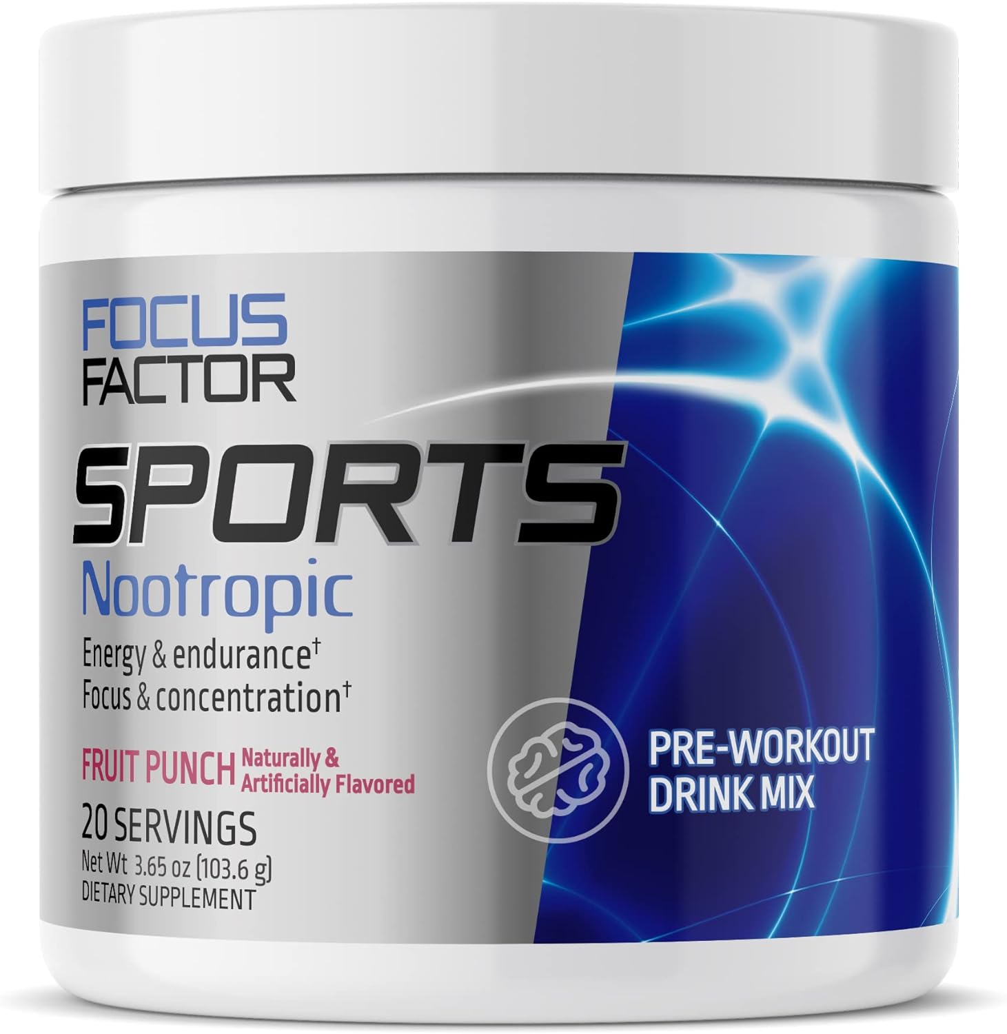 Focus Factor Pre-Workout Sports Supplement with Lions Mane - Nootropic