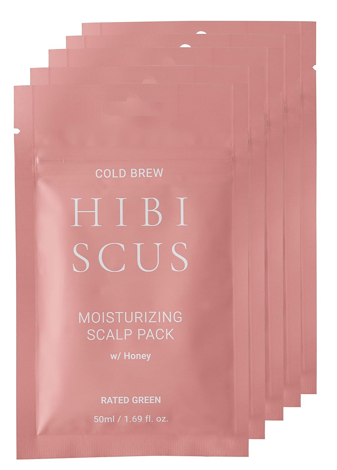 RATED GREEN COLD BREW Hibiscus Moisturizing Scalp Pack w/Honey | Korean Hair Care Hair Conditioning Mask | Deep Conditioning Hair Mask for Dry Damaged Hair | Dry Hair Mask Pack of 5, 1.69 Fl. Oz