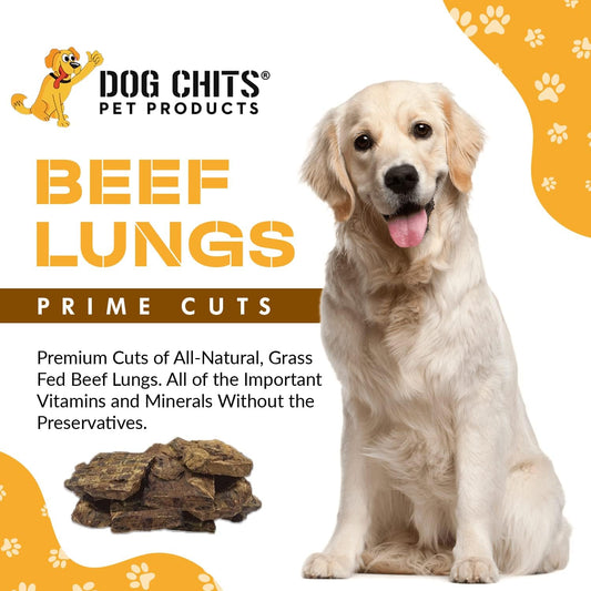 Dog Chits Beef Lung Prime Cuts Dog and Puppy Treats - All Natural Grain and Chemical Free Training Chews - High Protein and Low Fat - Supports Dental Health - Made in The USA - Large 5 oz Bag
