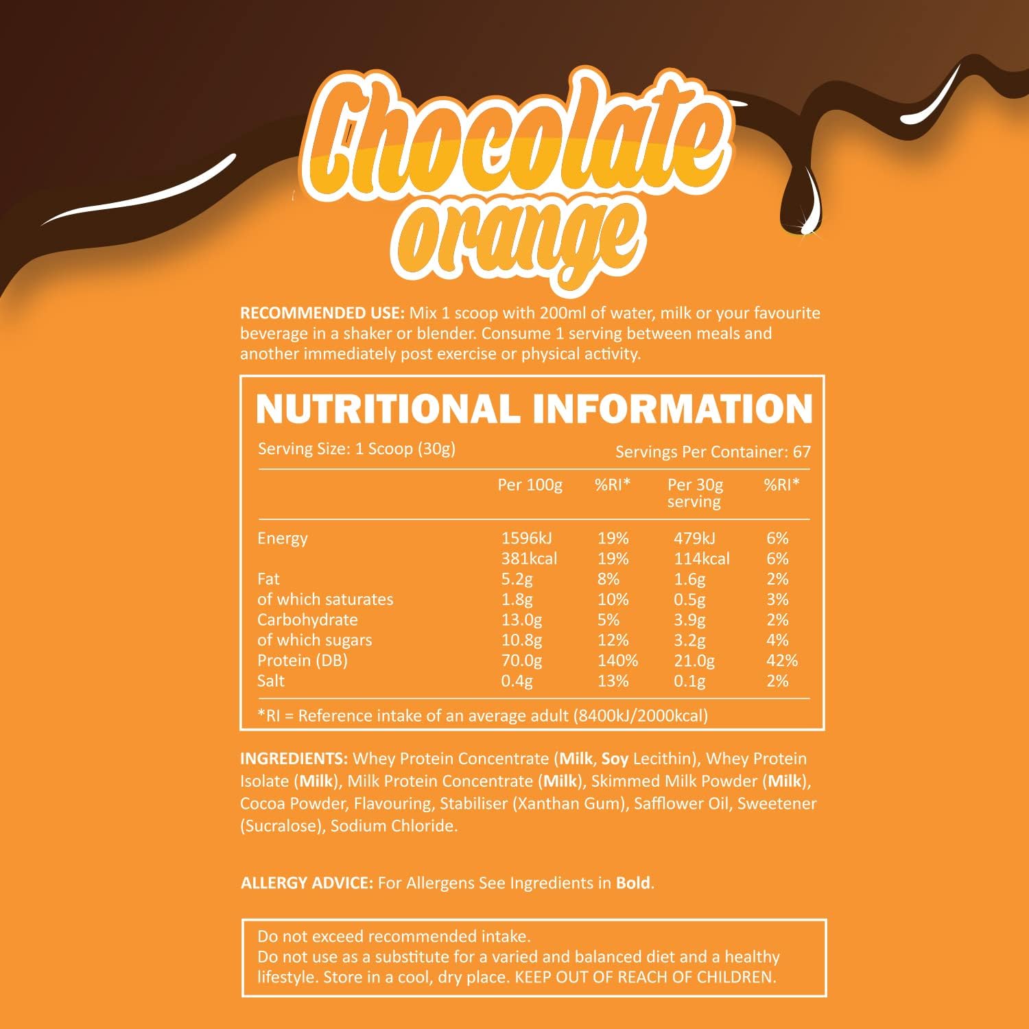 EFECTIV Whey Protein Powder - Advanced Protein Complex - Chocolate Orange 2kg (67 Servings), 21g Protein - Instant Mix Formula - Trans Fat & Gluten Free : Amazon.co.uk: Health & Personal Care