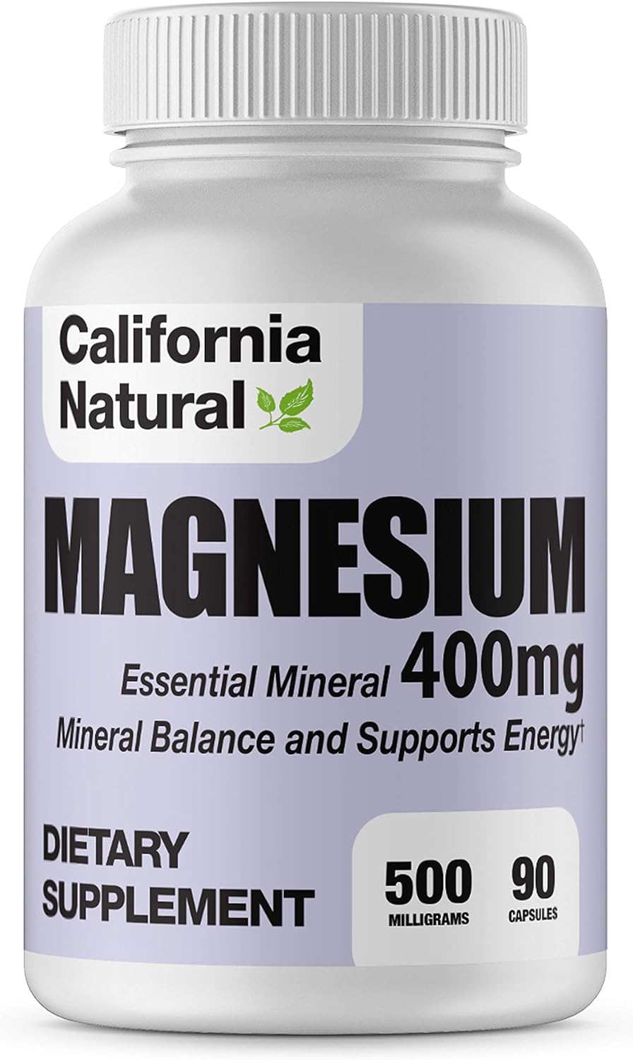 Magnesium 400 - California Natural - Powerful Magnesium Complex of Magnesium Citrate & Oxide - Keto Support Healthy Muscles, Bones, and Energy - Mineral Balance and Calming Effect - 400mg 90 Capsules