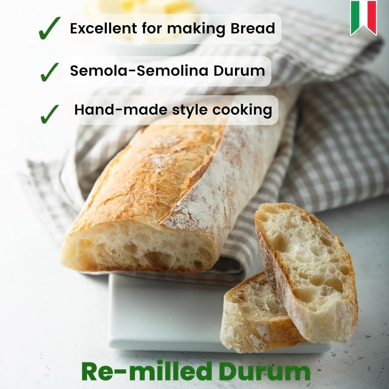 Italian Semola Flour, 11 Lbs (5 Kg), Fine Ground Semolina Rimachinata For Fresh Pasta, Bread, Grano Duro, Product Of Italy, Durum Wheat, Polselli, Unbleached, Natural, No Additives