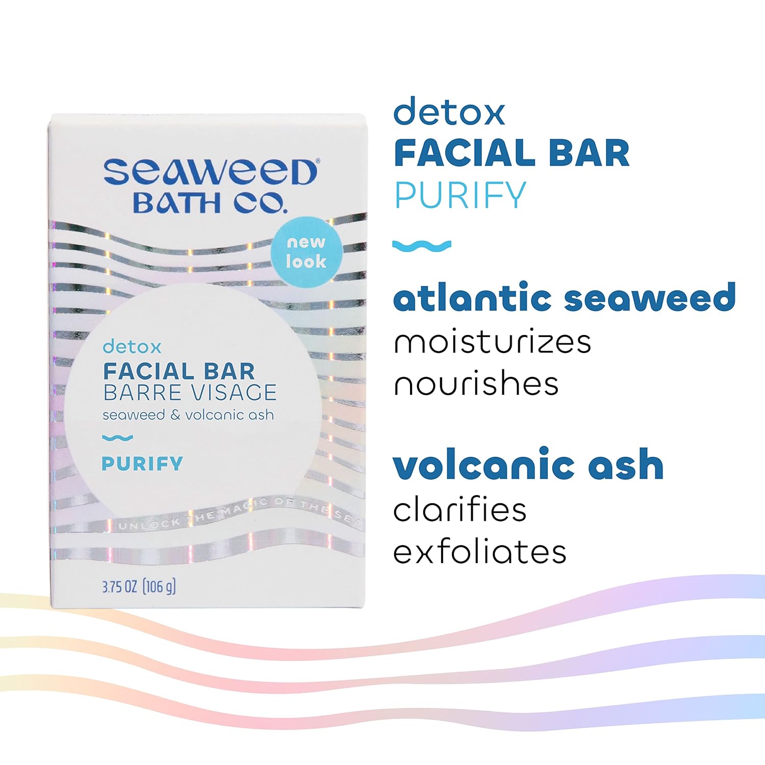 Seaweed Bath Co. Purify Detox Facial Bar Soap, 3.75 Ounce, Sustainably Harvested Seaweed, Volcanic Ash : Beauty & Personal Care