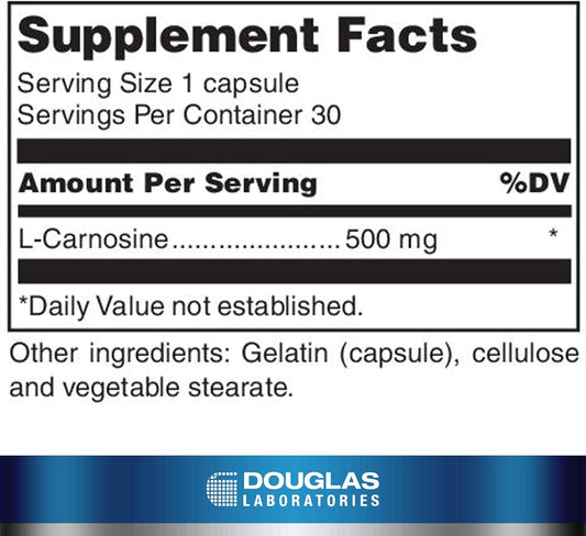 Douglas Laboratories L-Carnosine (500 Mg.) | Amino Acid Support For Brain, Skeletal And Heart Muscles | 30 Capsules