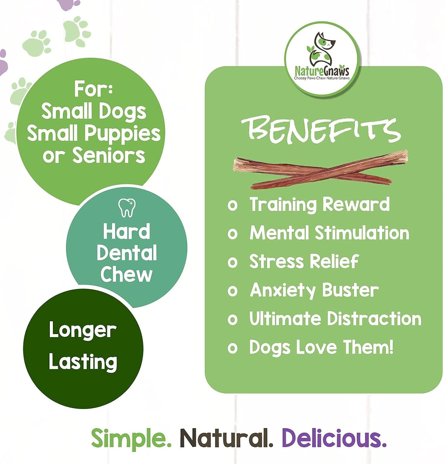 Nature Gnaws Thin Bully Sticks for Small Dogs - Premium Natural Tasty Beef Bones - Simple Long Lasting Dog Chew Treats - Rawhide Free 5-6 Inch : Pet Supplies