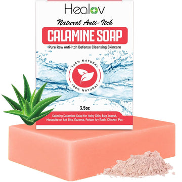Natural Instant Itch Relief Soap Bar – Calming Calamine Soap For Itchy Skin, Irritation, Insect Bite, Eczema, Ivy Rash, Chicken Pox – Pure Raw Itch Defense Cleansing Skincare