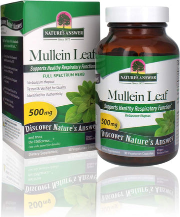 Nature'S Answer Mullein Leaf Verbascum Thapsus 500Mg 90-Capsules | Herb Ideal For Immune And Inammation | Full Spectrum Herb | Supports Respiratory Function | Gluten-Free | Single Count
