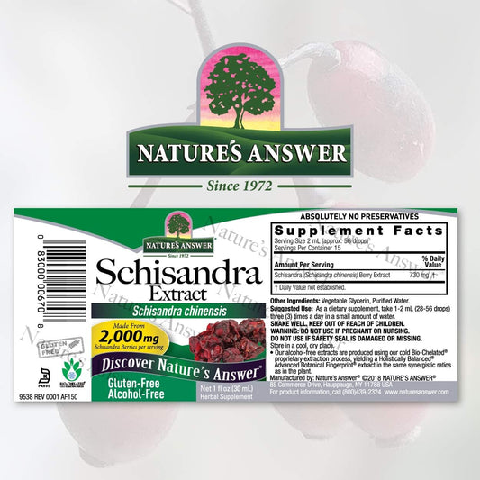 Nature'S Answer Schisandra Berry | Super Concentrated Herbal Supplement | Helps Reduce Stress & Fatigue | Gluten-Free, Alcohol-Free 1Oz (1 Count )
