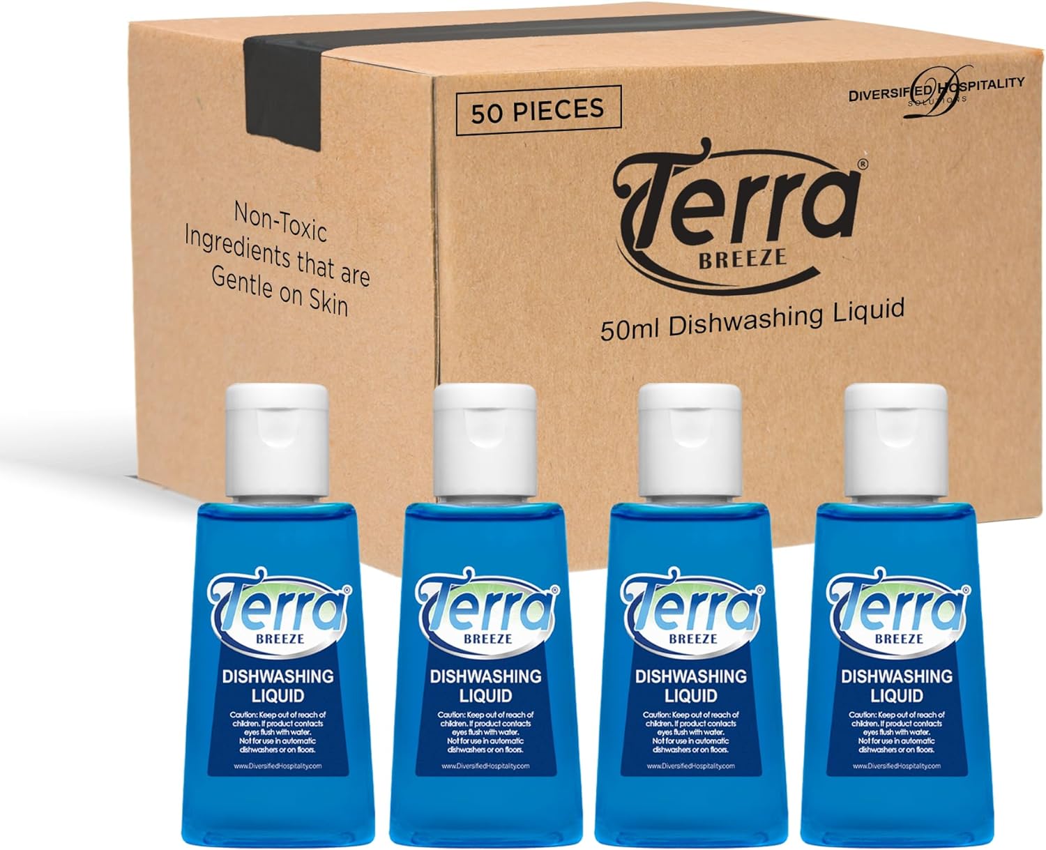 Terra Breeze Tiny Dish Soap Detergent | For Use in Vacation Rentals and Extended Stay Hotels | 1.6 oz (Case of 50)