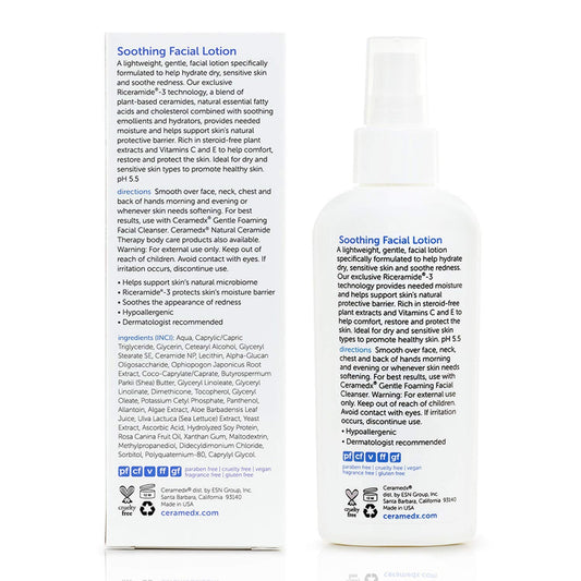 Ceramedx – Soothing Facial Lotion | Natural Ceramide Lotion For Dry, Sensitive Skin | Cruelty Free, Vegan & Fragrance Free | 4 Fl Oz