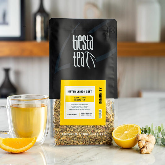 Tiesta Tea - Meyer Lemon Zest | Zesty Lemon Herbal Tea | Premium Loose Leaf Tea Blend | Caffeine Free Herbal Tea | Make Hot Or Iced & Up To 200 Cups - 16 Oz Resealable Bulk Pouch