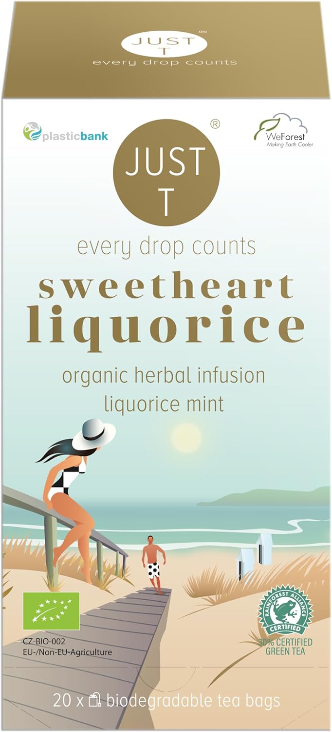Just T Sweetheart Liquorice *New Edition* Double Chamber Tea Bags (20 Pcs) | Organic Herbal Tea – Infused With Liquorice And Mint | 536182