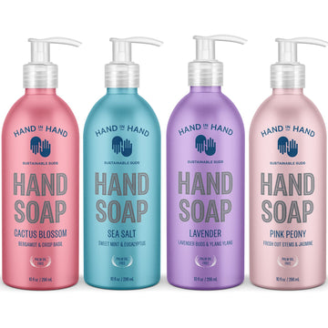 Hand in Hand Nourishing Liquid Hand Soap, 10 Fl Oz, Cactus Blossom, Sea Salt, Lavender, and Pink Peony Scents, 4 Pack : Beauty & Personal Care